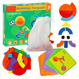 Fiddlerz Blocks Jigsaw Puzzle Sorting and Stacking Games Wooden Pattern Montessori Educational Toys for Kids Multicolor- 40 Shape Pieces & 30 Cards-21