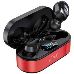 pTron Bassbuds Plus In Ear True Wireless Stereo Bluetooth Headphones with Mic - Red & Black-17