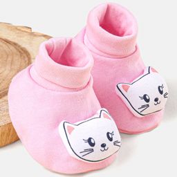 Babyhug 100 % Cotton Booties Kitty Patch- Pink-image-33