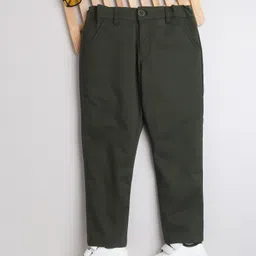 BAATCHEET Pure Cotton Lycra Full Length Adjustable Solid Pant - Olive Green-picture-43