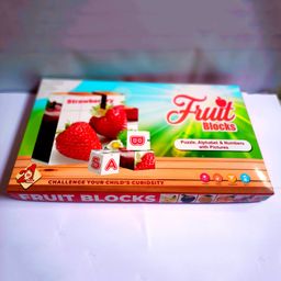 Fingo Brain Fruits Blocks Puzzle Alphabets & Number with Pictures & Colors Red Themes - 32 pcs-17