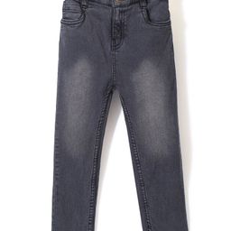 Babyhug Cotton Lycra Full Length Stretchable Washed Denim Jeans   Fly With Zipper -  Charcoal Grey-picture-42