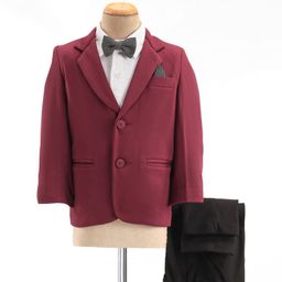 Babyhug Woven Full Sleeves Three Piece Solid Colour Party Suit with Bow - White & Red-image-16