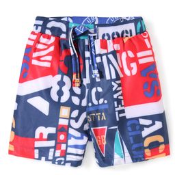 Babyhug Water Repellent Two Way Stretch Text Printed  Swimming Trunk - Navy Blue-picture-12