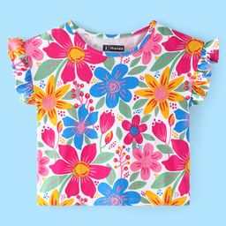Pine Kids Cotton Knit Half Sleeves Floral Printed Top - Multicolour-image-48