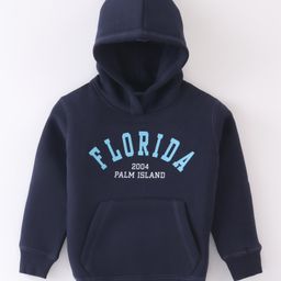 Doreme Fleece Full Sleeves Hooded Sweatshirt with Kangaroo Pockets  - Denim Blue-image-97