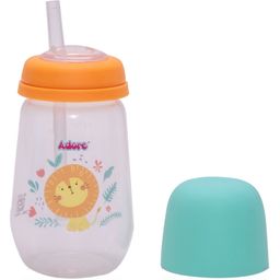 Adore Zeta Wide Neck Soft Straw Sipper with Dust Free Cap -250ml- Orange Lion-25