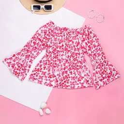PURPLE UNITED KIDS Full Sleeves Floral Printed Top -Pink & White-picture-5