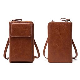 Momisy Multi-Function Crossbody Bags for Women Mobile Cell Phone Holder Card Pocket Bag Stylish Pu Leather Sling Bags for Women Girls Purse Wallet Mini Shoulder Bags - Brown-16