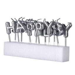 Decor Mantra happy birthday letters candles for cake decoration is perfect birthday decoration items - Silver - Pack of 13-image-95