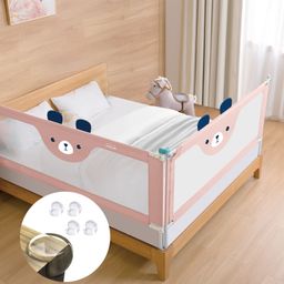Safe-O-Kid Baby Bed Rail Guard for Toddler Safety, Portable, Adjustable Height, Two Bed Side Rail - Pink-image-89