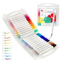 YAMAMA Acrylic Marker Colors Double Sided Marker Pen, 24 Vibrant Colors, Water-Based Paint Markers for DIY Crafts, Rock Painting, Canvas, Glass & More DIY Color Marker - (Pack of 24 - Multicolor)-6