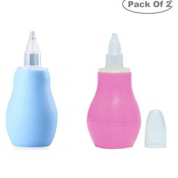 Baby Miniature Baby Nasal Nose Aspirator Suction Cleaning Tool Mucus Congestion Relief Teether Manual Nasal Aspirator-Pack of 2-Blue and Pink Color-image-90