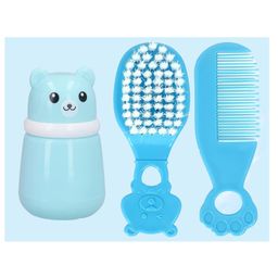 The Cheeky Kidzz Baby Skin Care Powder Talcum Puff Case Container Box With Soft Bristles Hair Bear Comb Brush For Babies First Shower Gift (BLUE)-6