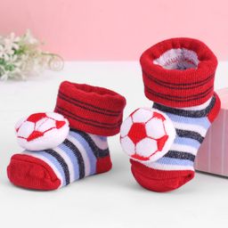 Cute Walk by Babyhug Designed Socks With Football Applique - Red-image-97