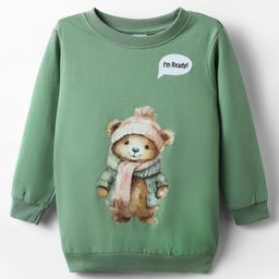 BUMZEE Looper Knit Full Sleeves Bear Printed Sweatshirt - Green-image-87