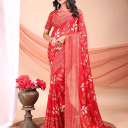 Leelavati Woven Design Printed Pure Chiffon Saree-image-55