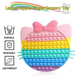 YAMAMA Jumbo Kitty with Bow & Keychain Pop it Fidget Toys Big Size Pack of 3 - Multicolor image 2