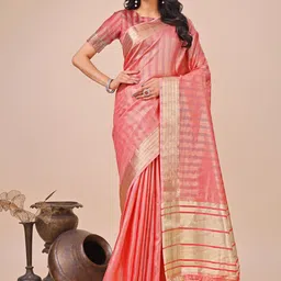 Pandadi Saree Striped Zari Organza Saree-image-81