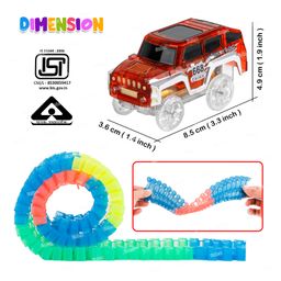 Fiddlerz Glow Magic Flexible and Bendable Race Twister Car Track Set Toy with LED Lights 80 Pieces - Multicolor image 3