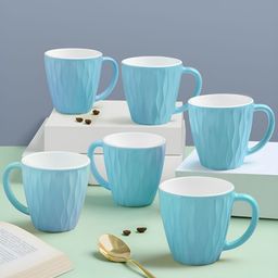 Larah by BOROSIL Blue & White Solid Opalware Glossy Mugs Set of Cups and Mugs-picture-13