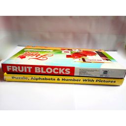 Fingo Brain Fruits Blocks Puzzle Alphabets & Number with Pictures & Colors Red Themes - 32 pcs image 4
