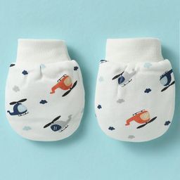 Ben Benny Interlock Knit Cap Mittens & Booties Set With Helicopter Print White - Diameter 10 cm image 4