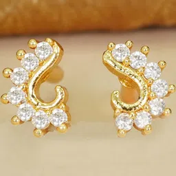 DIVASTRI Gold Plated Floral Studs Earrings-image-58