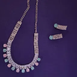 Piu Jewels Silver-Plated Stone Studded Jewellery Set-41