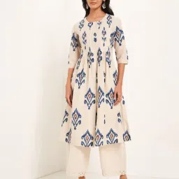 Rangmanch By Pantaloons Beige Cotton Relaxed Fit Printed Kurta-picture-33