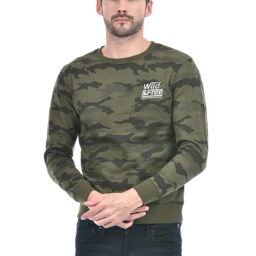 Integriti Olive Regular Fit Camo Print Sweatshirt-picture-1