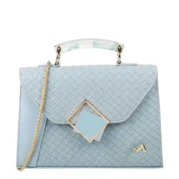 Metro Blue Synthetic Textured Satchel Handbag-22