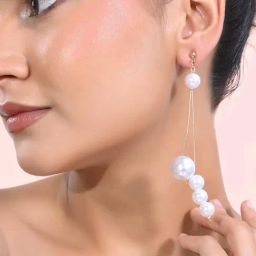 VOJ Pearl Studded Handcrafted Classic Drop Earrings for Women-image-43