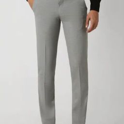Van Heusen Grey Slim Fit Self Pattern Trousers-image-11