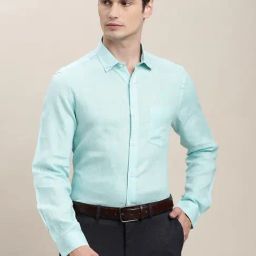 Turtle Mint Green Linen Slim Fit Shirt-image-9