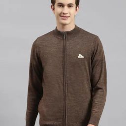 Monte Carlo Brown Wool Blend Regular Fit Solid Pullover-picture-19