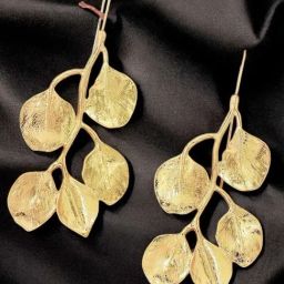 OOMPH Gold Cluster Leaves Bold Gold Look Long FishHook Design Drop EarringsFor Women-46