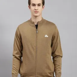 Monte Carlo Brown Wool Blend Regular Fit Solid Pullover-image-93
