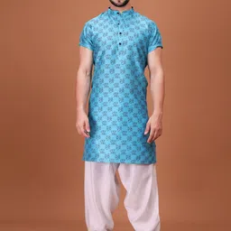 SHIWAM ETHNIX Men Abstract Printed Kurta with Salwar & Jacket-picture-18