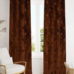 Aura Brown 2 Pieces Geometric Long Door Curtain-image-5
