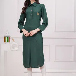 KALINI Embellished Shirt Collar Straight Kurta-image-19