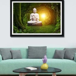 999store Green & Yellow Tree And Buddha Canvas Painting-image-16