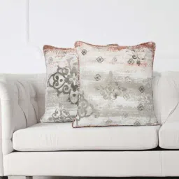Swayam Grey & White Cotton 160 TC Cushion Covers - Set of 2-image-24