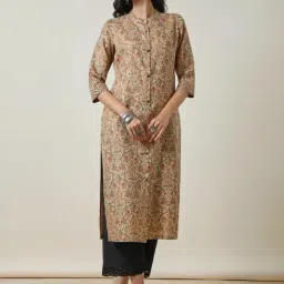 Soch Beige Printed Straight Kurta-image-65