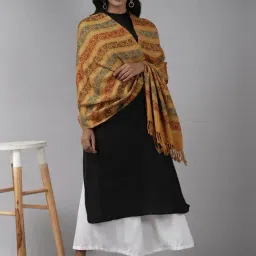Indo Era Yellow Woven Pattern Shawl-picture-17