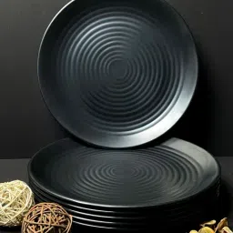 Living Roots Black Urea Free Pure Melamine Dinner Plate - Set of 6-48