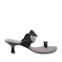 Walkway Women's Black Toe Ring Stilettos-image-7