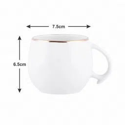 SONAKI White Bone China Coffee Mugs (210 ml) - Set of 6 image 4