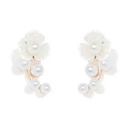Forever New Thalia Pearl White & Golden Stud Earrings-image-68