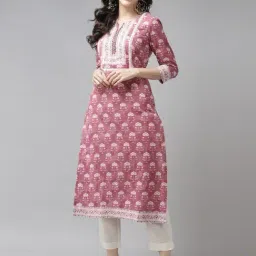 Rain and Rainbow Mauve Cotton Printed Straight Kurta-picture-46